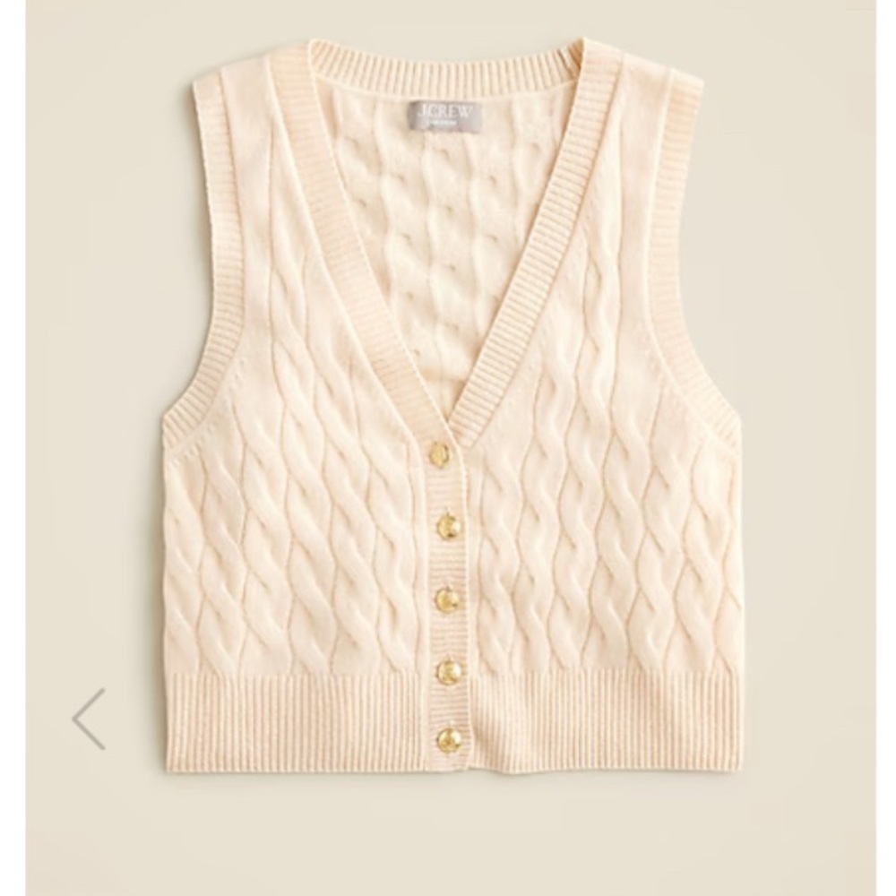 Jcrew 100% Cashmere cropped cable-knit sweater-vest